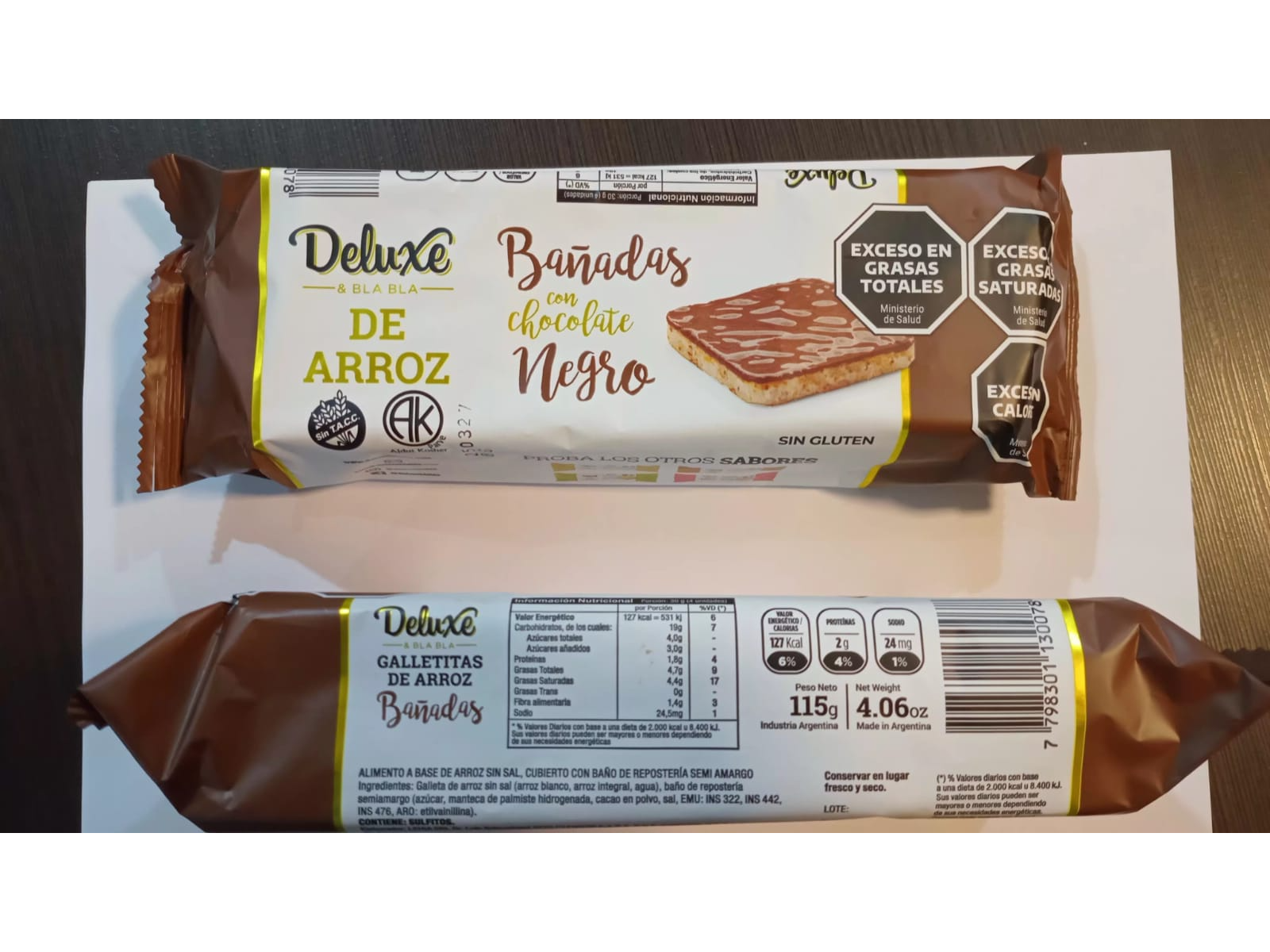 Galletas de arroz bañadas en chocolate Negro
