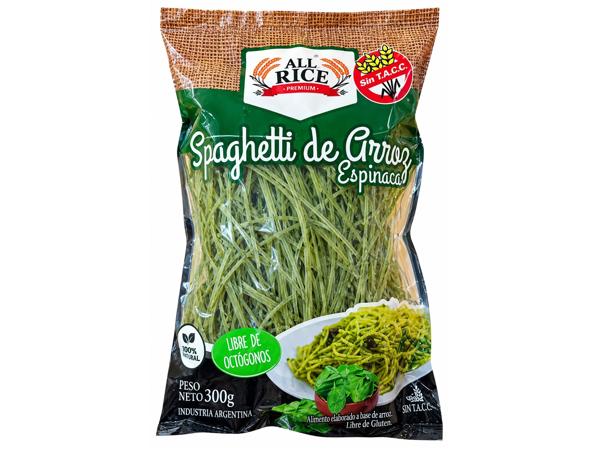Spaghetti de Arroz y Espinaca
