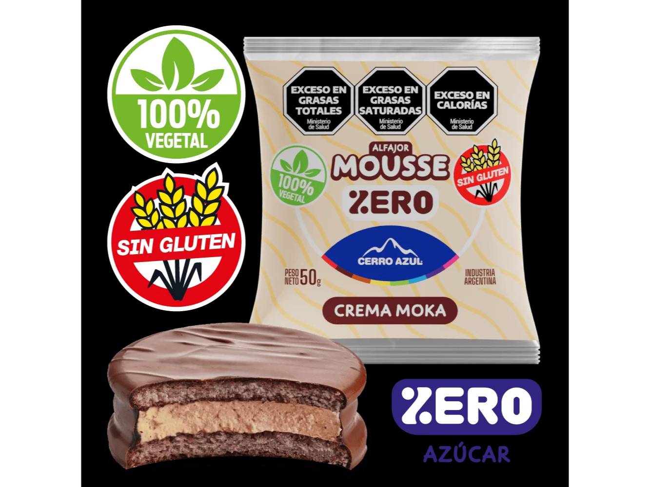 Alfajor Mousse Crema Moka sin Azúcar