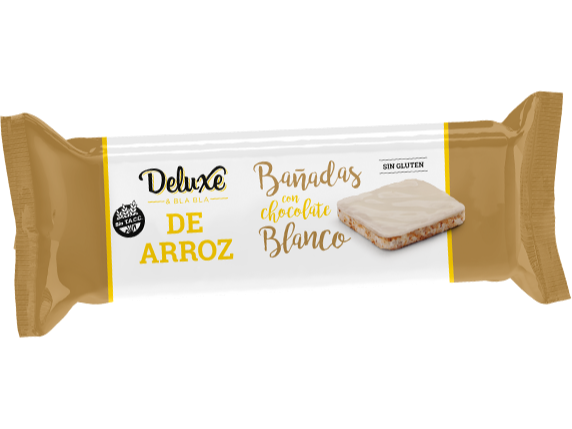 Galletas de arroz bañadas en chocolate blanco