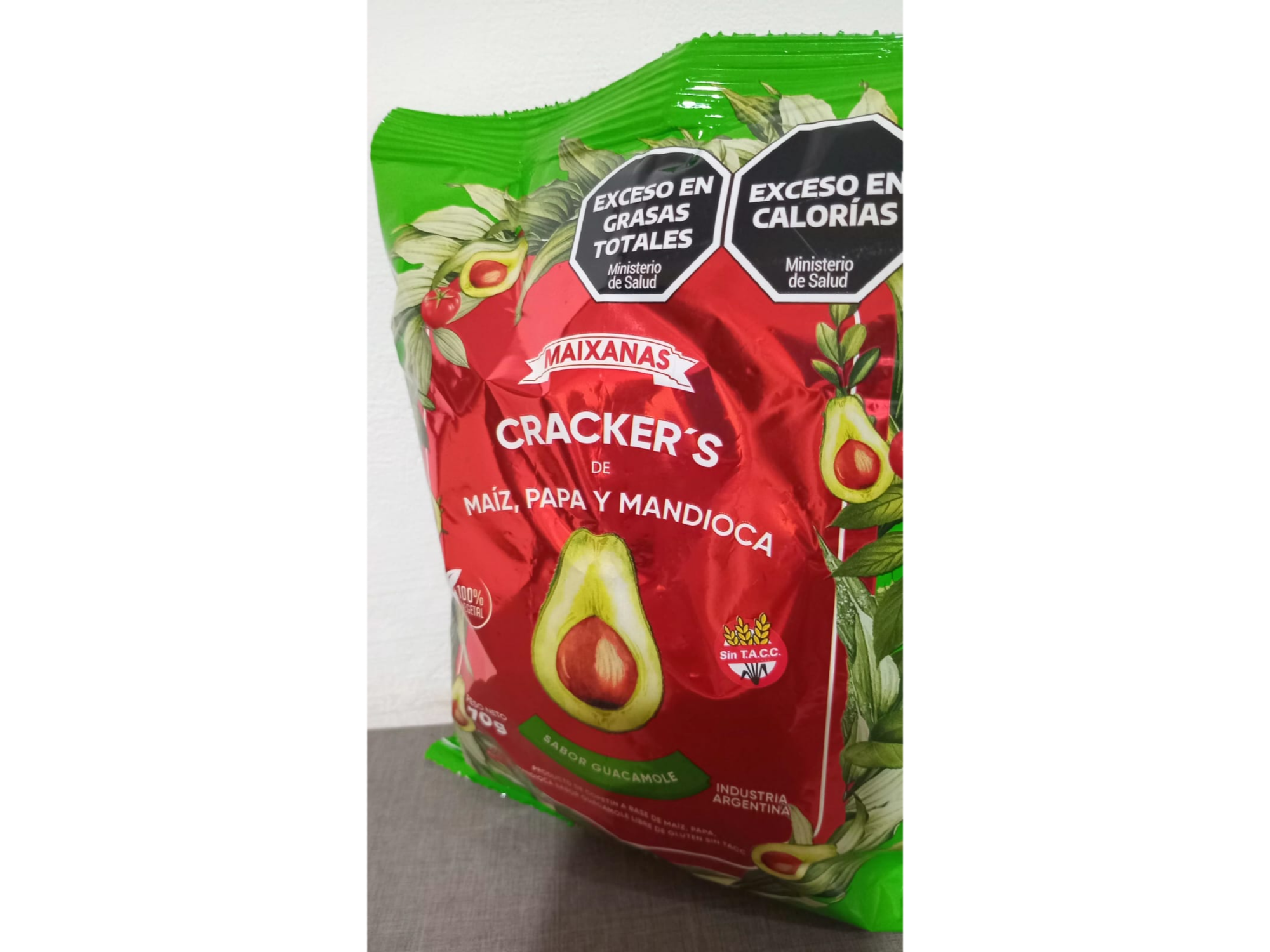 Crackers Maíz, Papa y Mandioca Sabor Guacamole