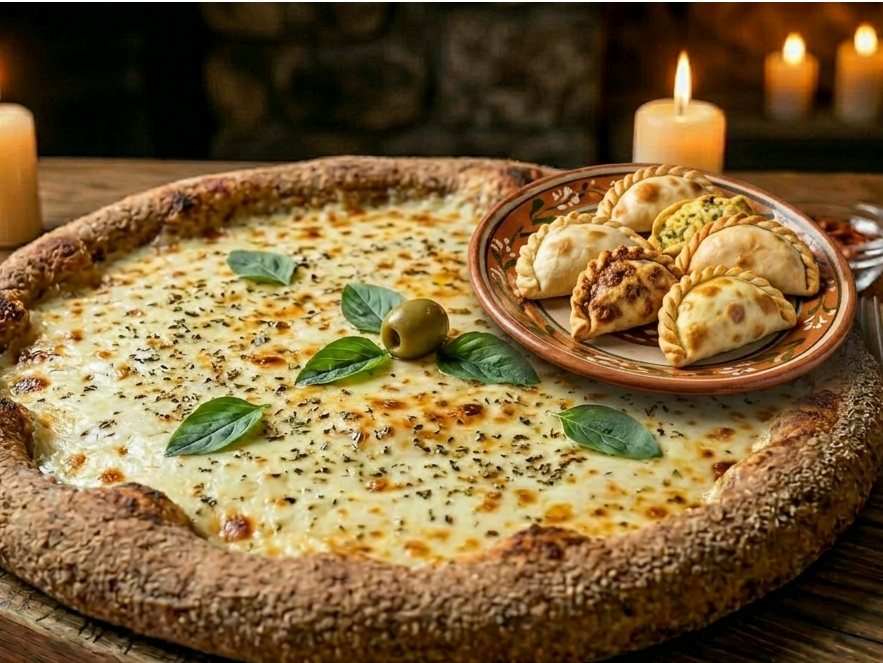 1 pizza + 2 empanadas