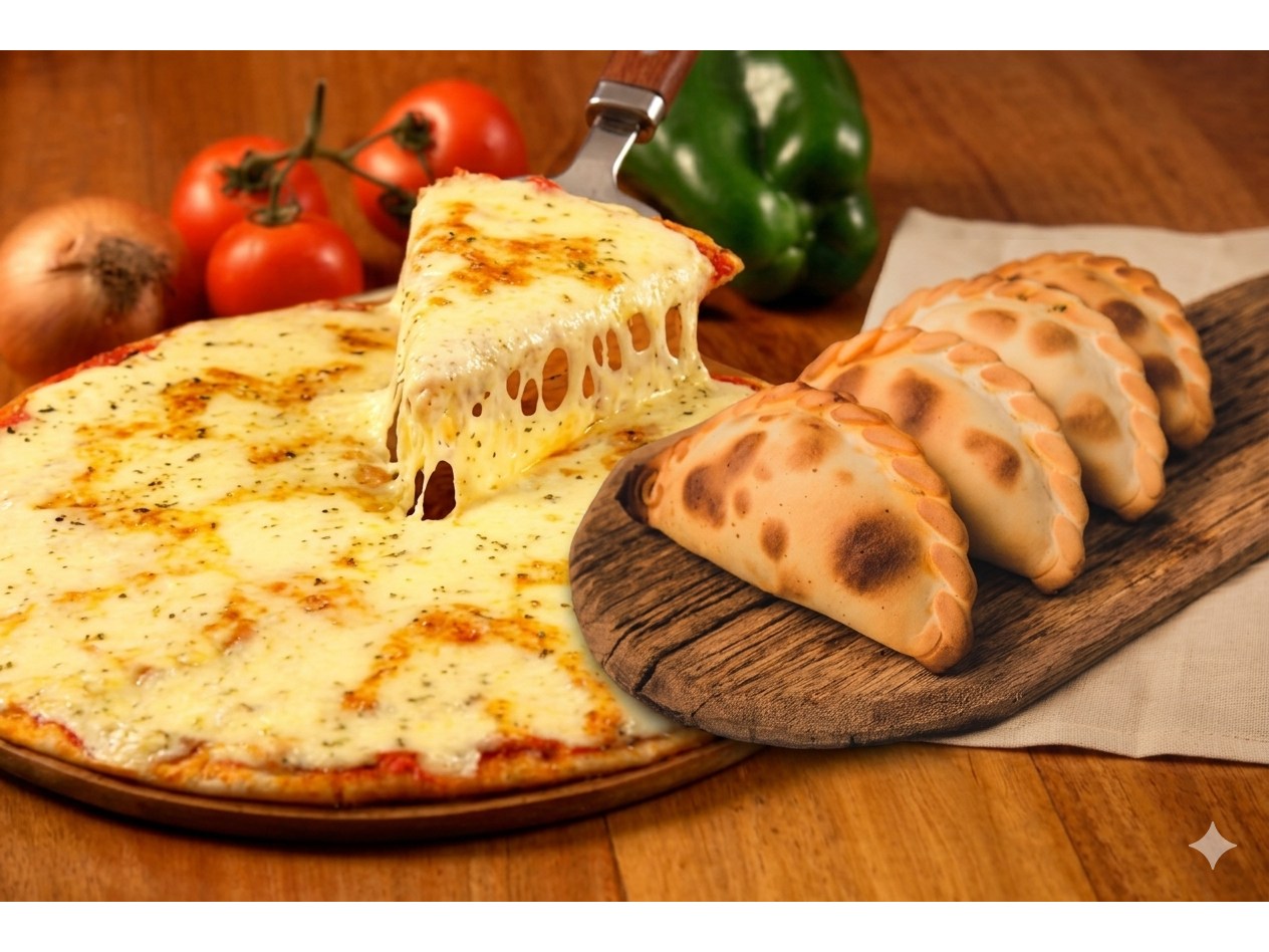 1 pizza + 6 empanadas