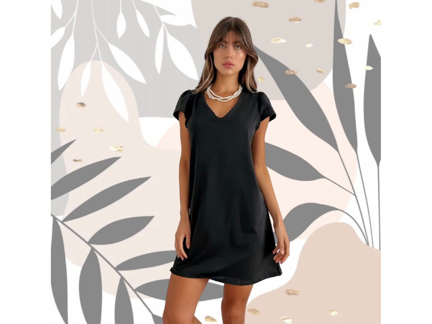 Vestido algodón con mangas cortas negro