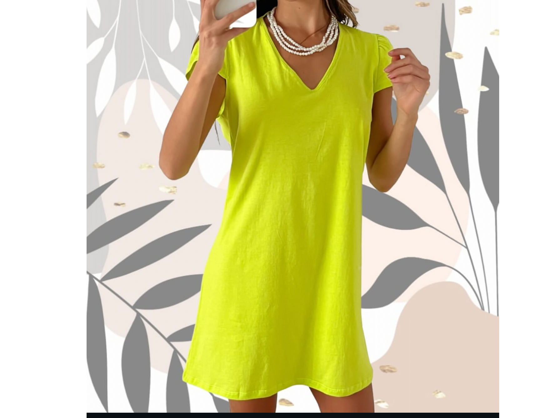 Vestido algodón con mangas cortas verde lima