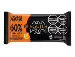 CHOCOLATE AMARGO 60 % CACAO CON NARANJA x 100 gr