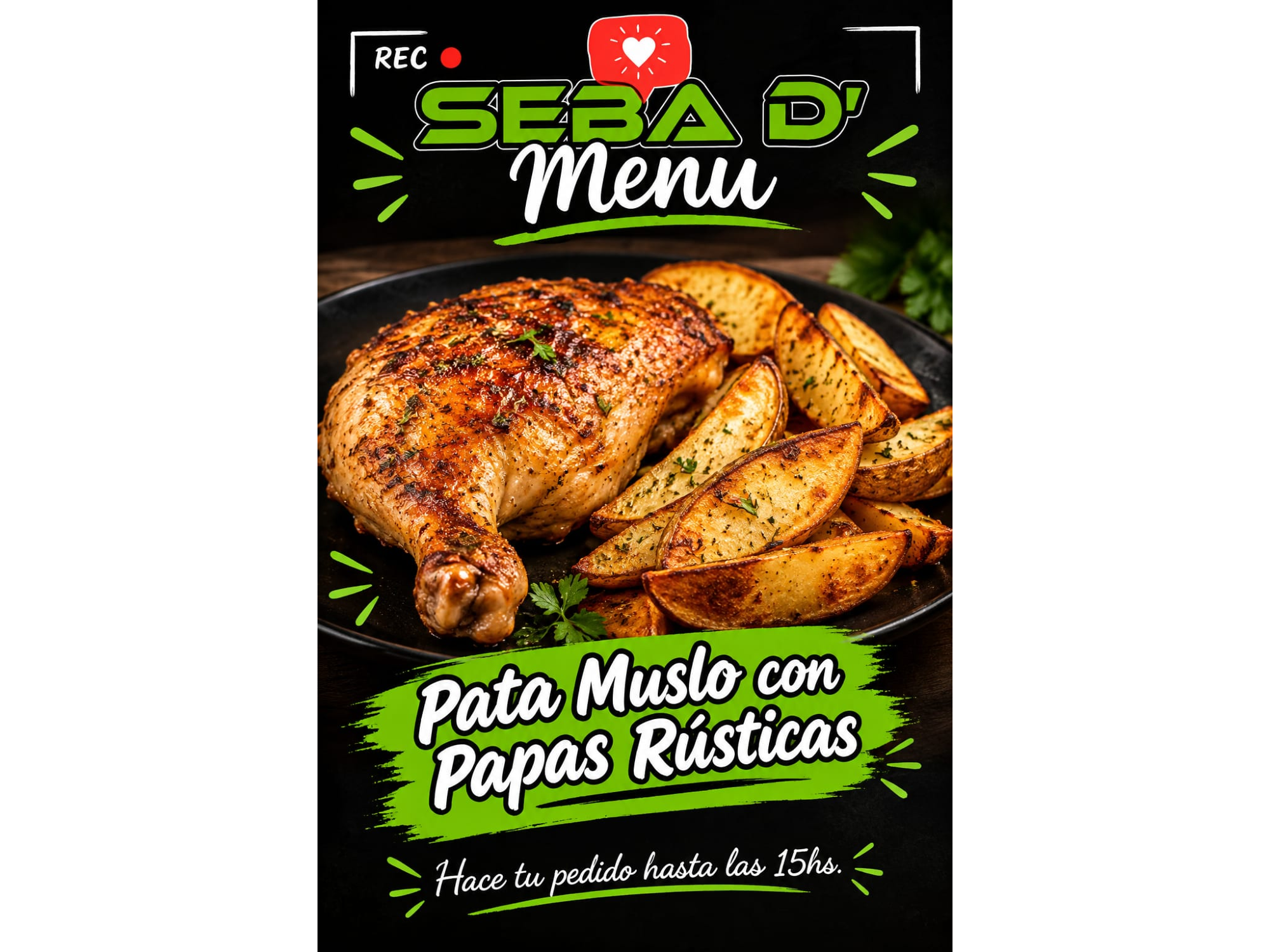Pata muslo con papas rusticas