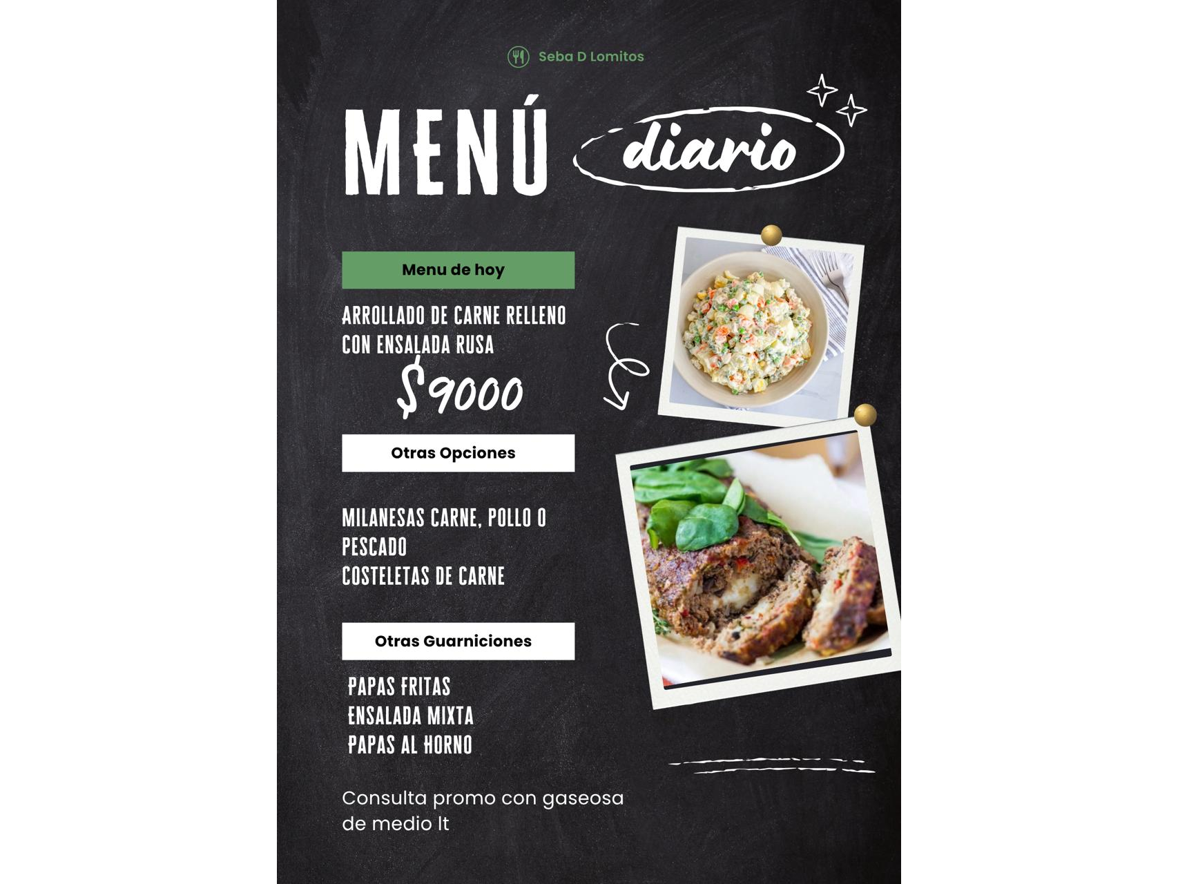 Arrollado de carne con ensalada rusa