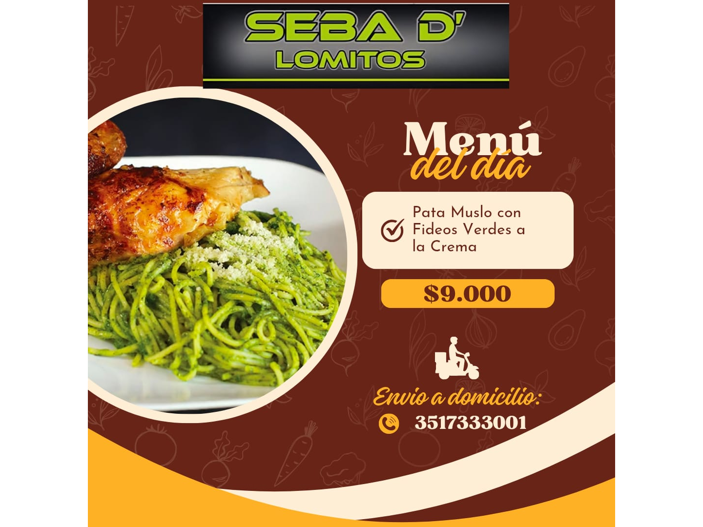 Pata muslo con fideos verdes