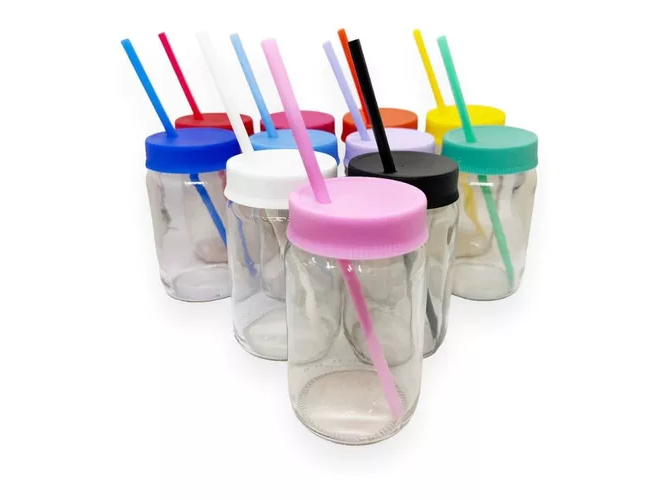 Frasco con tapa plastica y sorbete