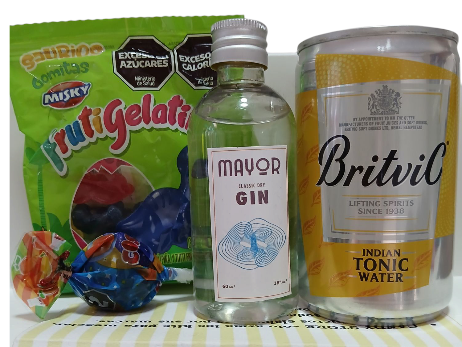 Gin Mayor Classic Dry + Indian Tonic Water+ Golosinas Saborizantes