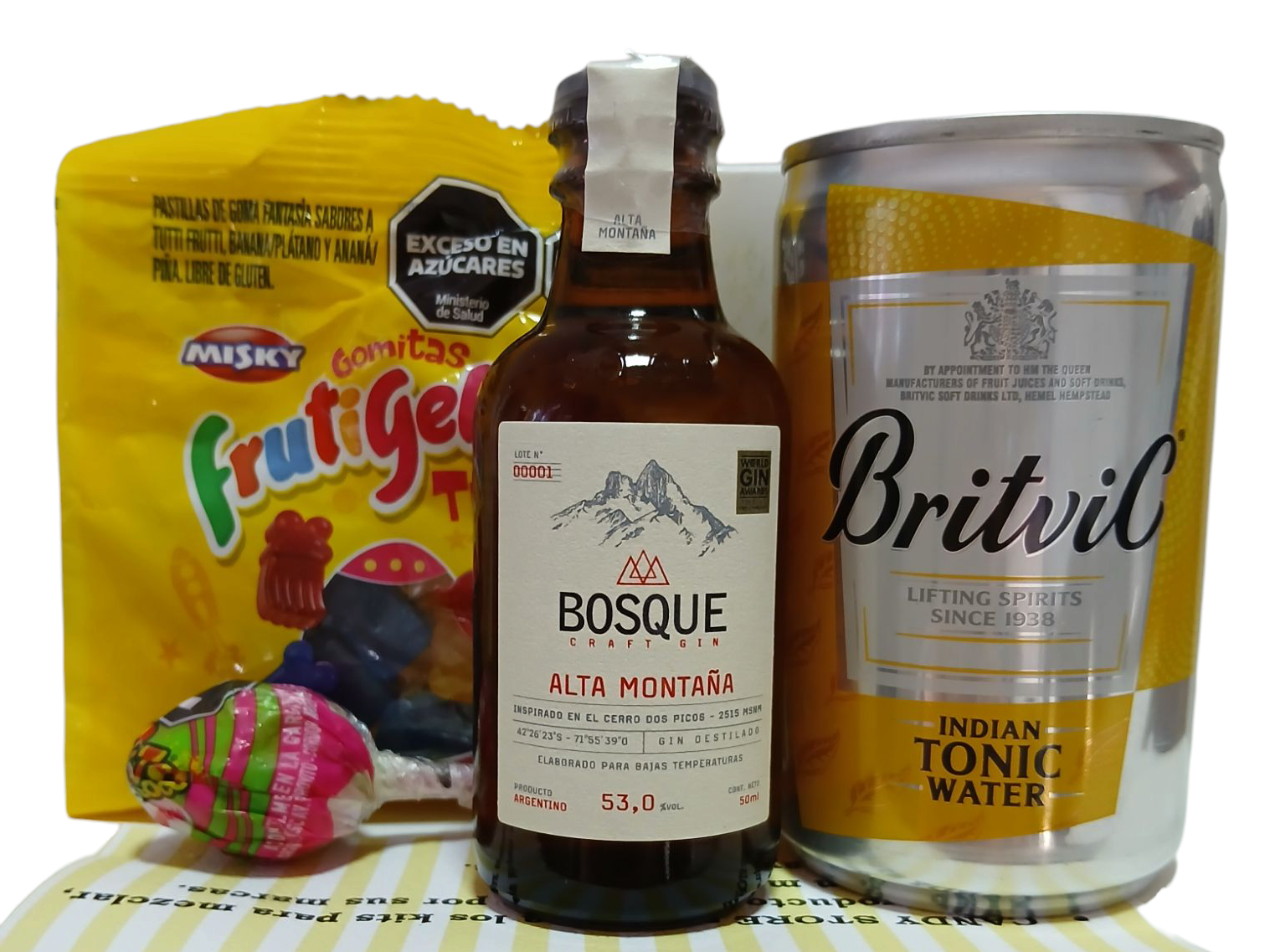 Gin Bosque Alta Montaña + Indian Tonic Water+ Golosinas Saborizantes