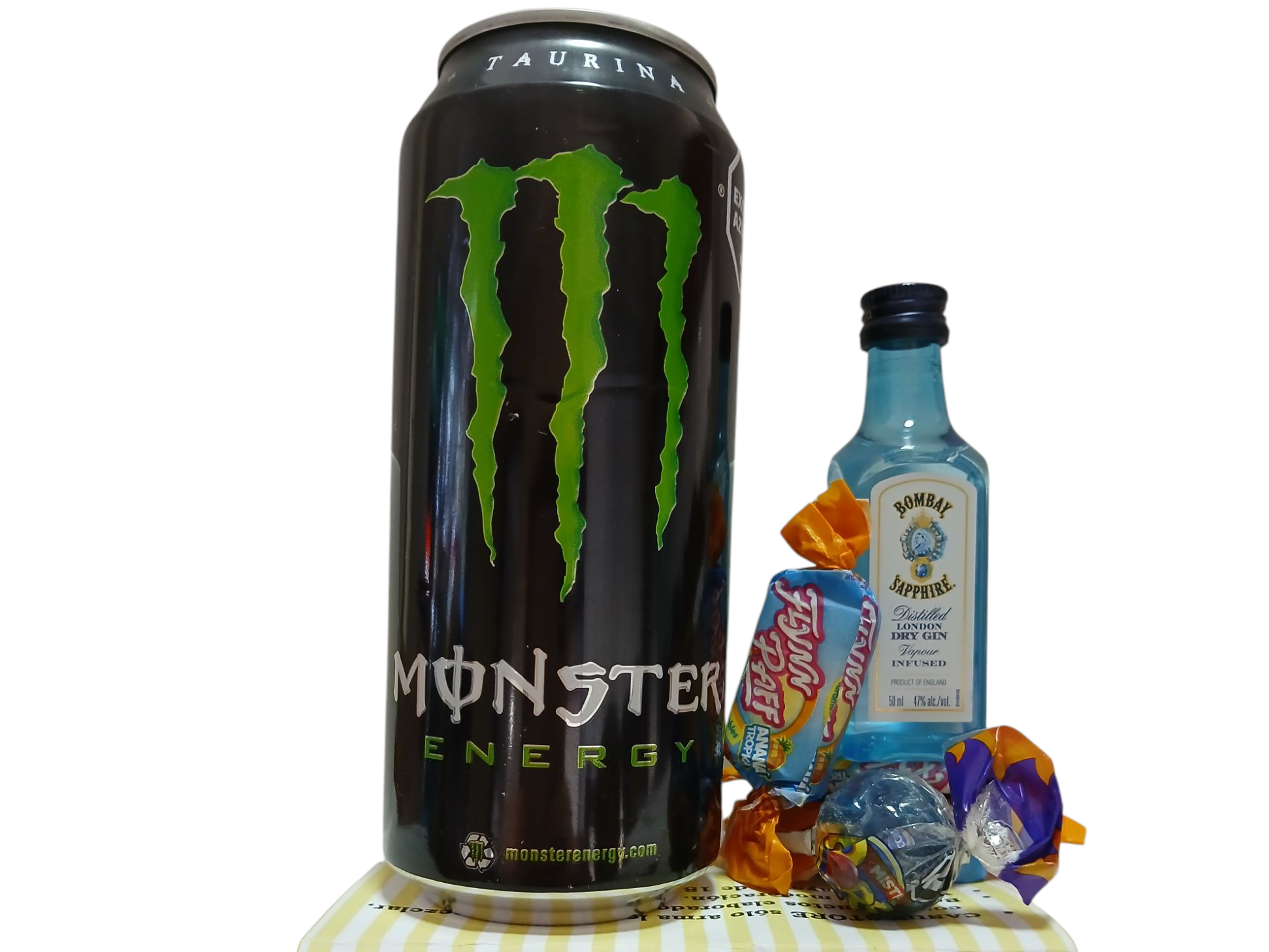 Gin Bombay + Monster Energy + Golosinas Saborizantes (Copia)