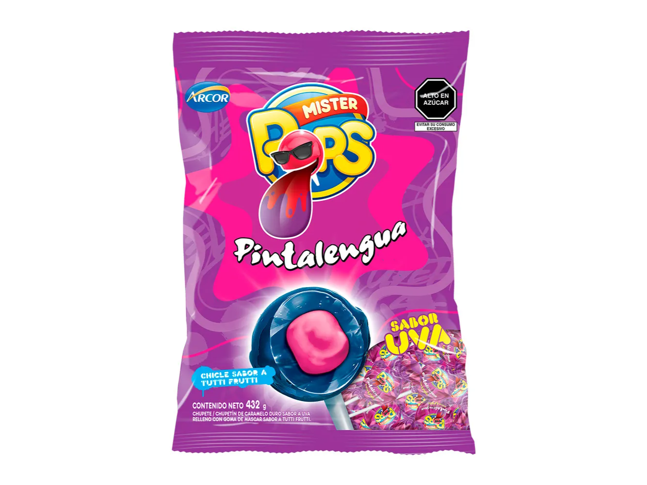 Chupetin Pop Evolution Pintalengua  Sabor Uva x unidad