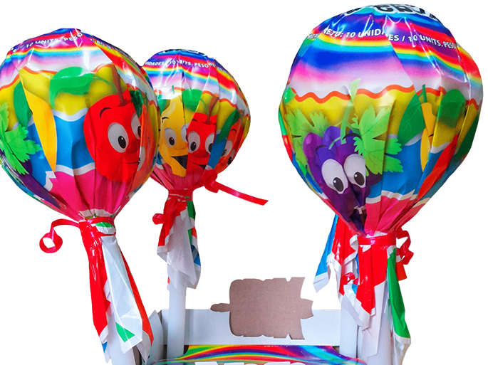 Mega Chupa relleno de 10 chupetines frutales