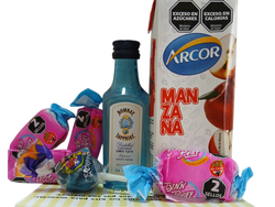 Gin Bombay + Jugo Manzana + Golosinas Saborizantes