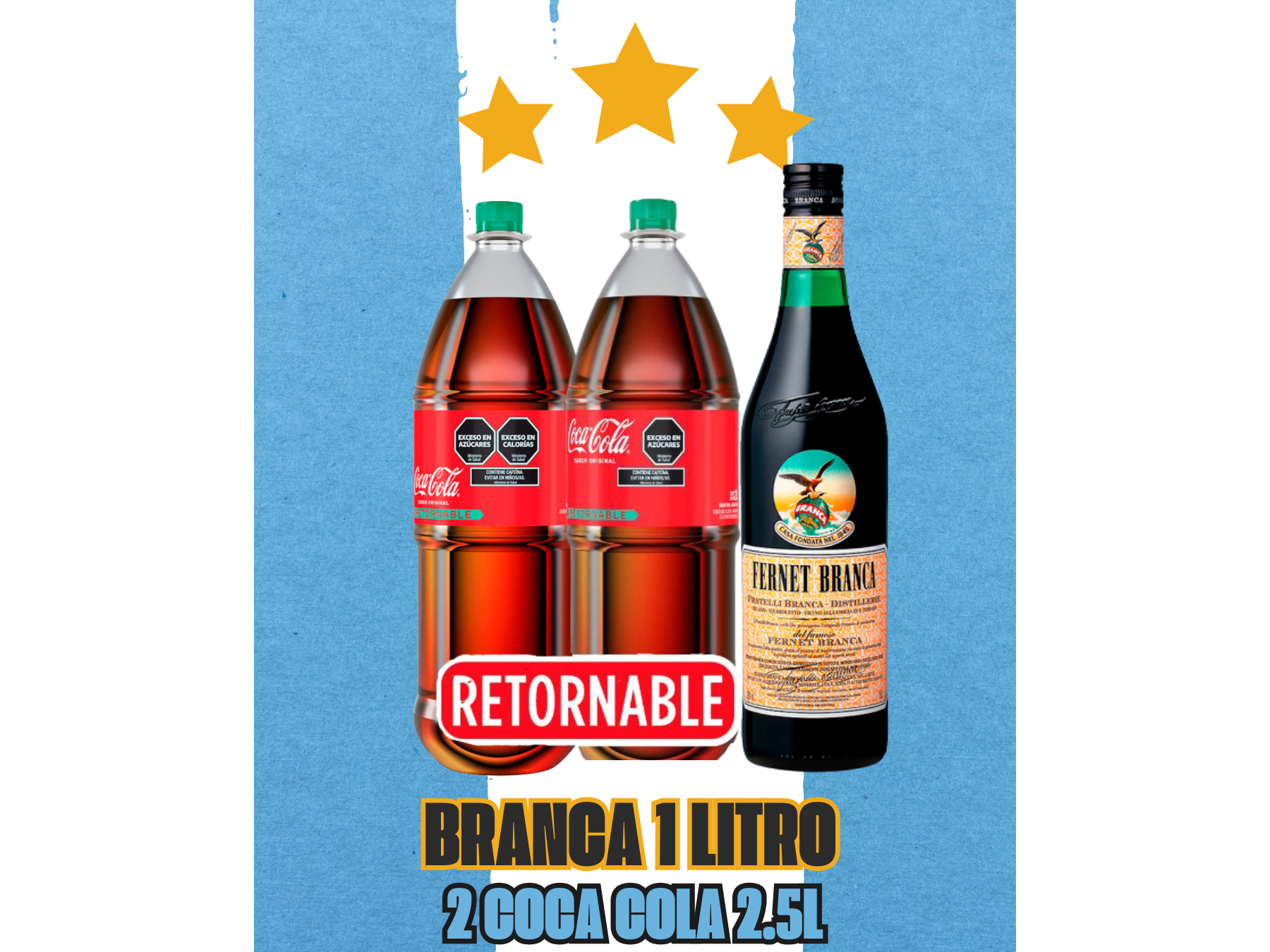 Branca 1 LITRO + 2 Cocas 2.5L (Retornable)