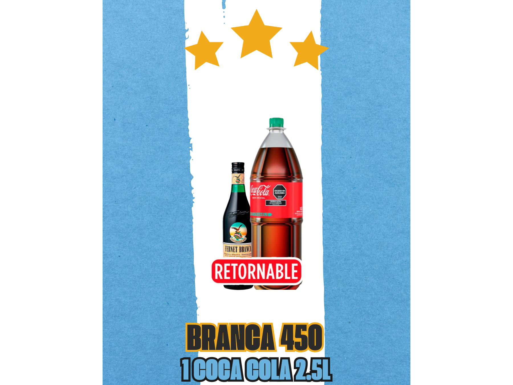 Branca 450 + 1 Coca Cola 2.5L (Retornable)