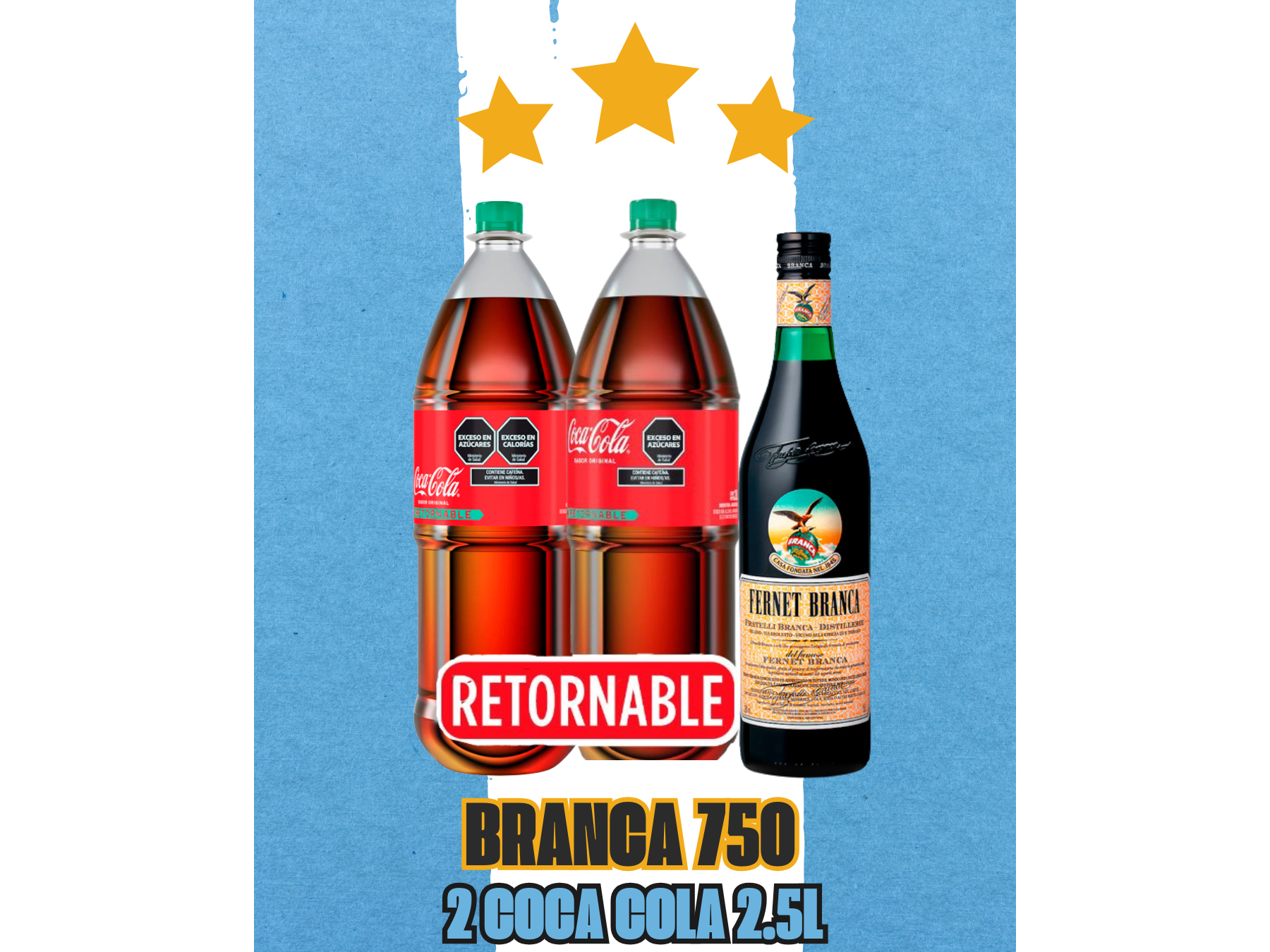 Branca 750 + 2 Cocas 2.5L (Retornable)