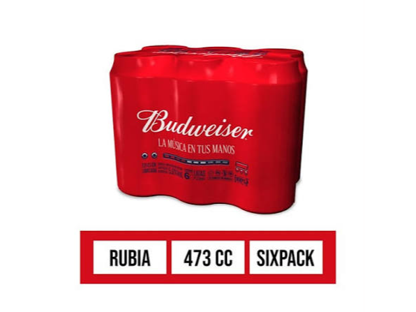 Six Pack Budweiser 473 Cc