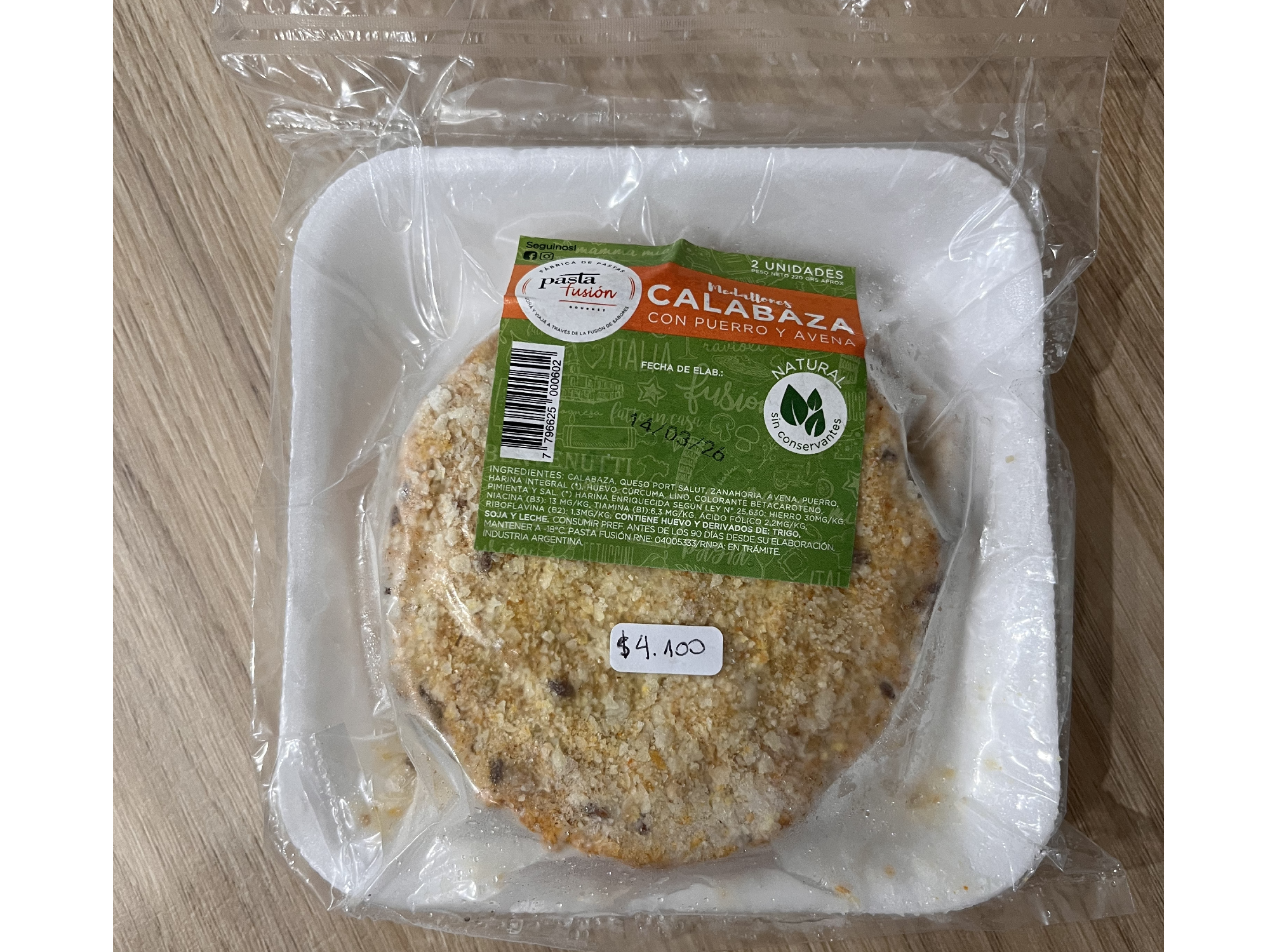 MEDALLONES DE CALABAZA CON PUERRO Y AVENA