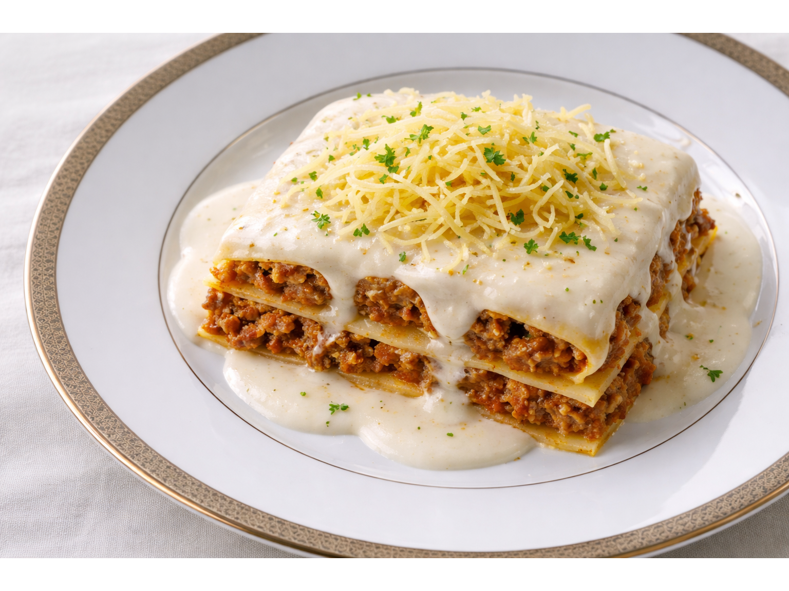 LASAÑA DE CARNE CON SALSA CREMA