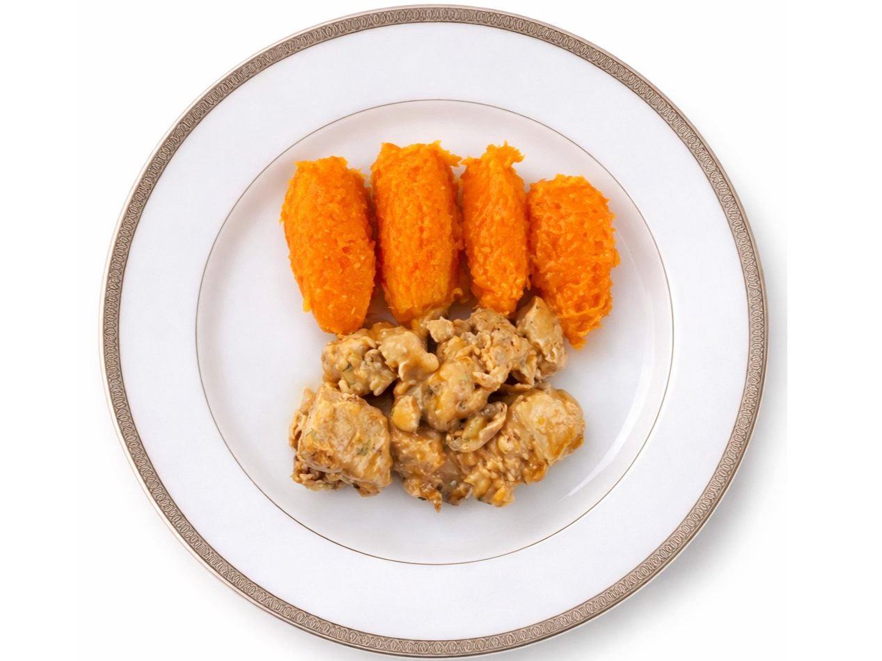 CERDO A LA MOSTAZA CON PURE DE CALABAZA