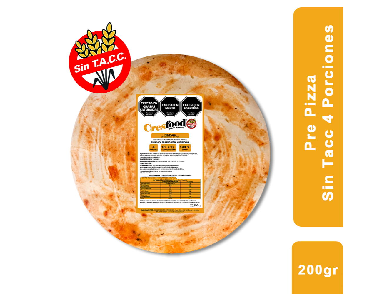 Prepizzas 4 porc. (200grs.) x 1 un. - CresFood