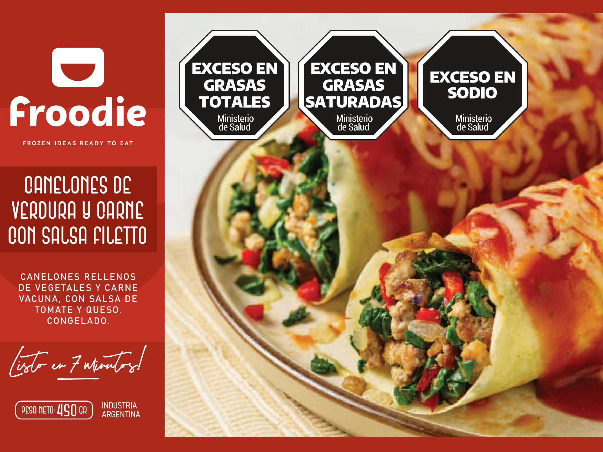 Platos Listos Froodie- Canelones de Verdura y Carne x 12u.