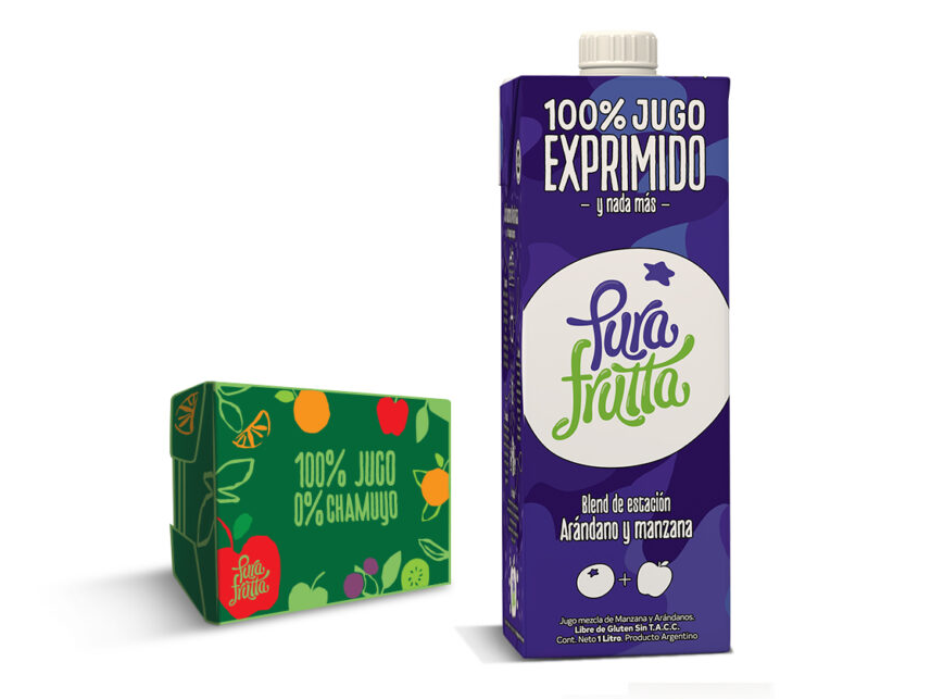 Jugo 100% Expr. Pura Frutta Manzana y Arándanos 1000 ml 8u