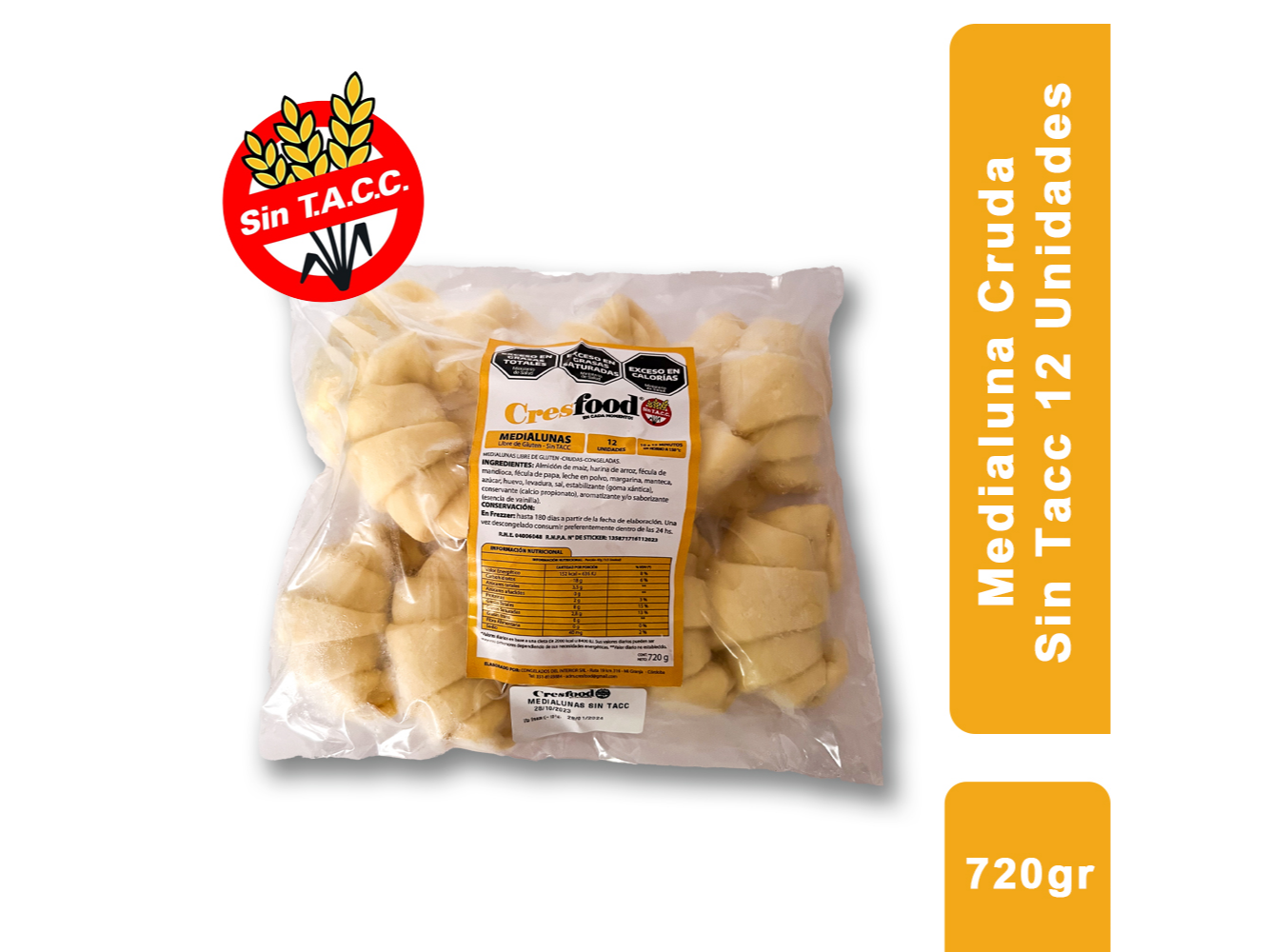 Medialunas x 12 Un. (5 bolsitas x 12un) Crudo Congelado