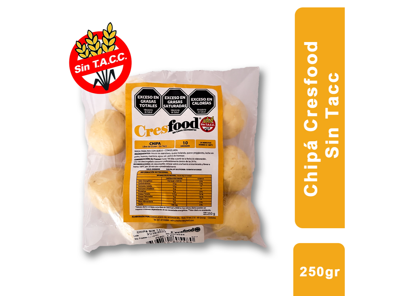 Chipa queso PRESENTACIONES x 250 gr (5 PRESENTACIONES) - CresFood