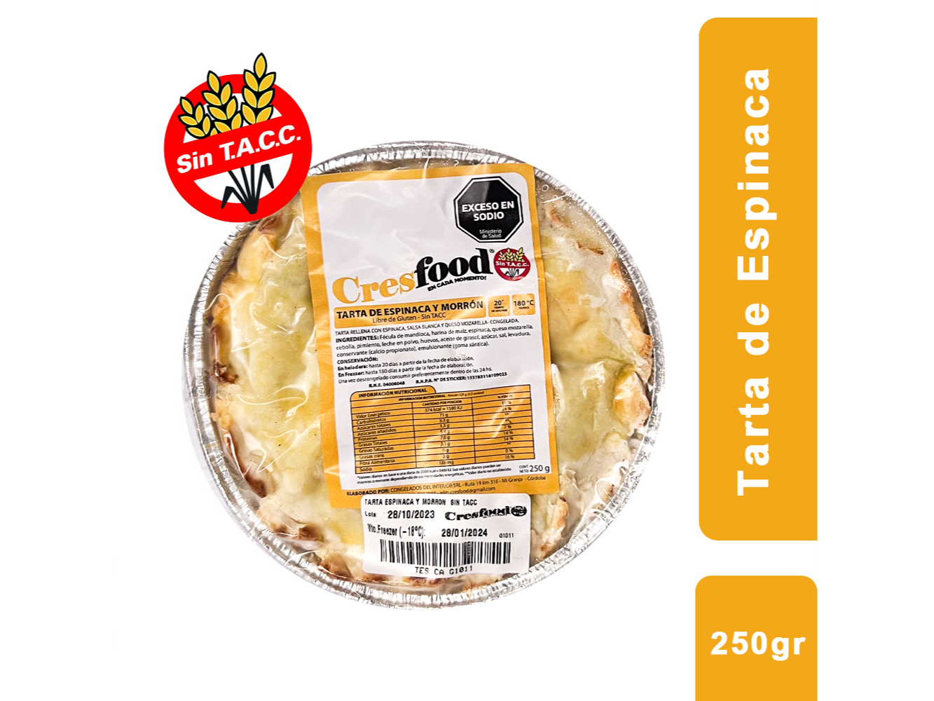 Tarta de Espinaca (250 grs.) x (5 PRESENTACIONES) - CresFood -