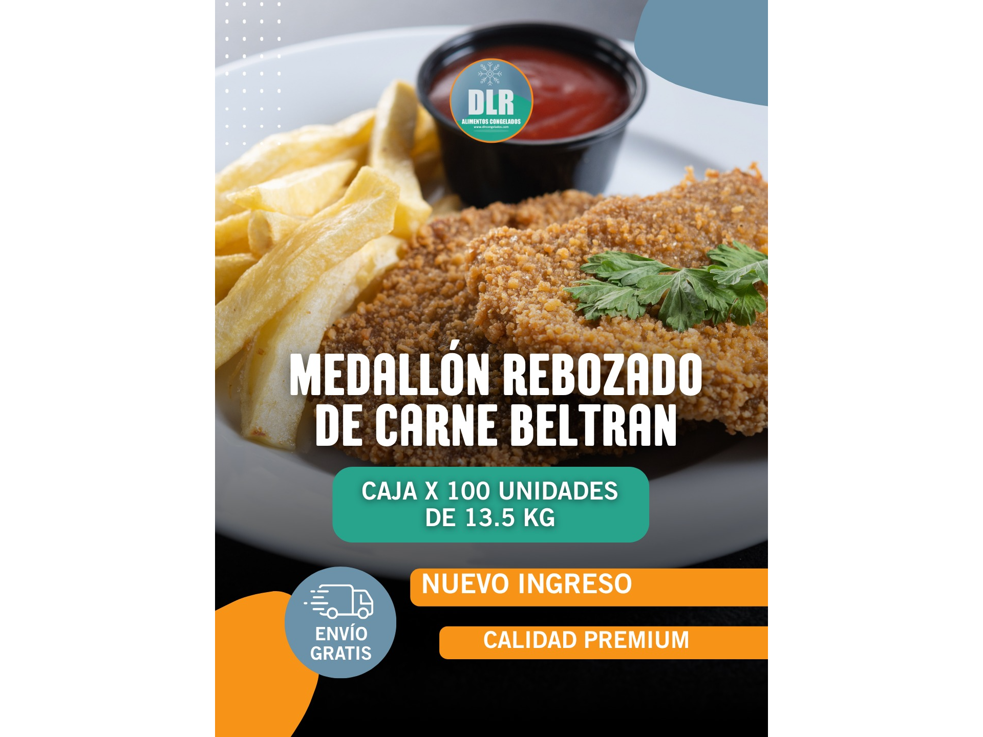 PRE-VENTA Medallón Rebozado de Carne vacuna x 100 uni. de135 grs c/u