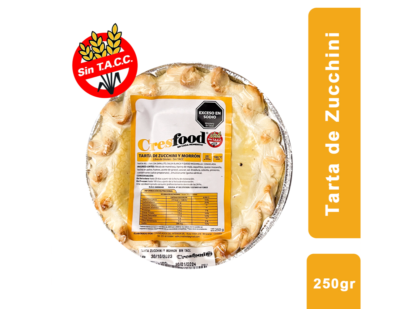 Tarta Zuccini y Morrón (250 grs.) x (5 PRESENTACIONES) CresFood