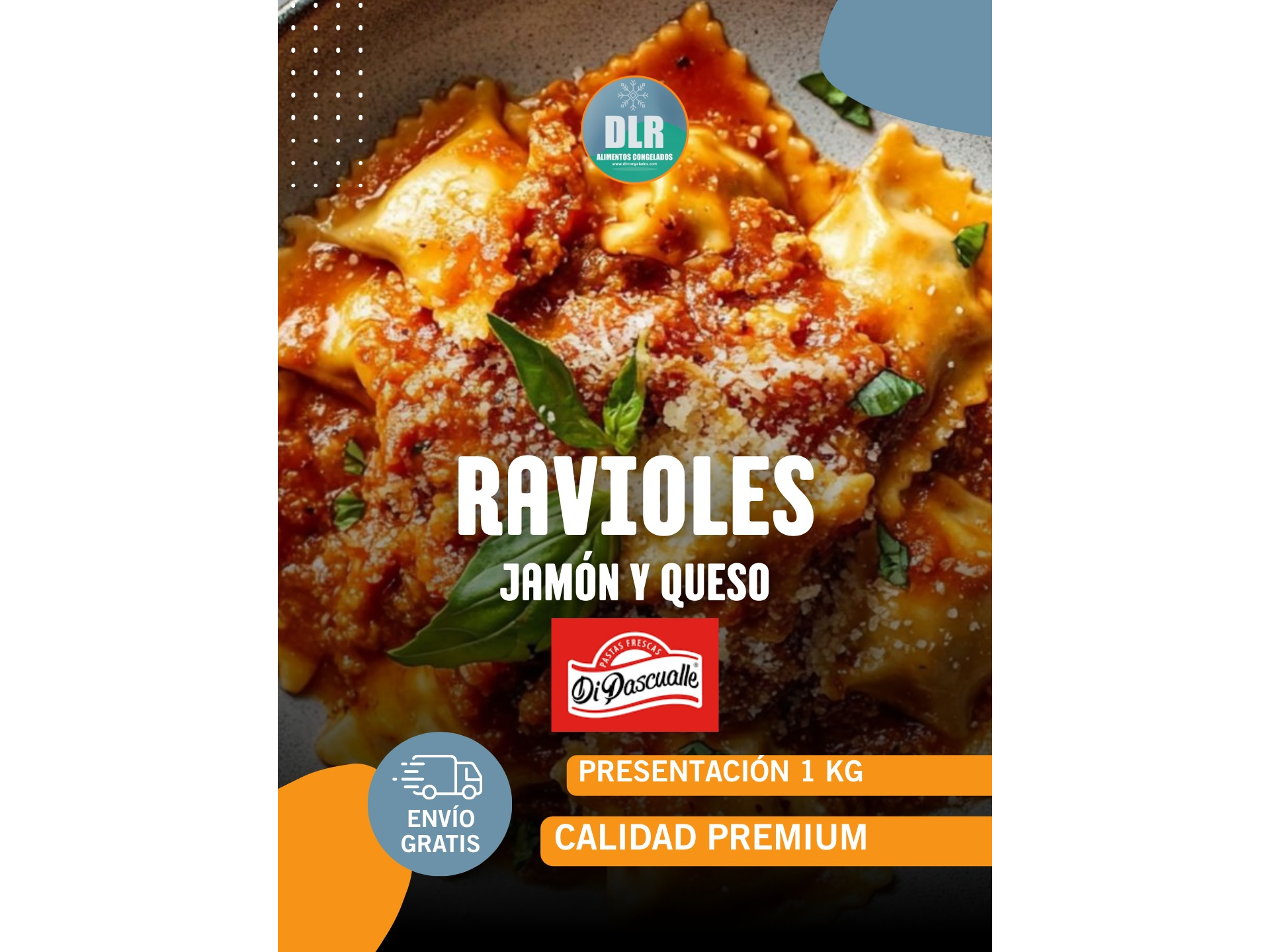 Ravioles de Jamón y Queso 1 Kg.