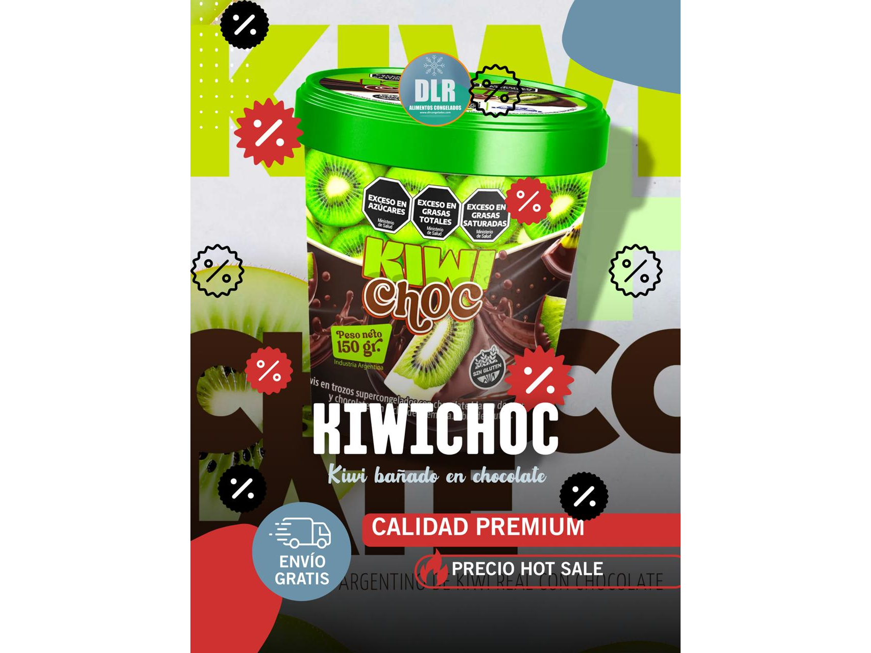 Snack Kiwi c/ Chocolate Cong. 150grs (12px150grs) de DLR Alimentos Congelados Casa Central