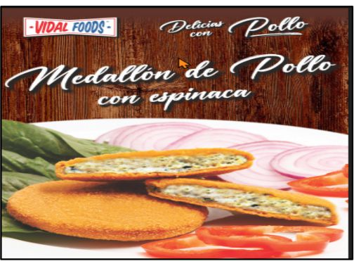 Medallón de Carne de Pollo con Espinaca Pre-Frito x 5 Kg