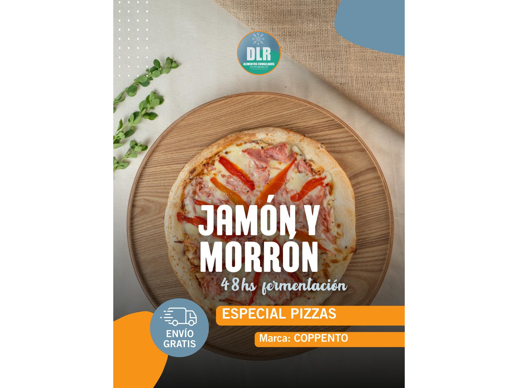 Pizza Jamón y Morrones Coppento (5 unidades)