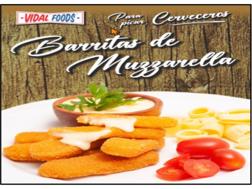 Barritas de Mozzarella Rebozadas Pre-Fritas x 5 Kg