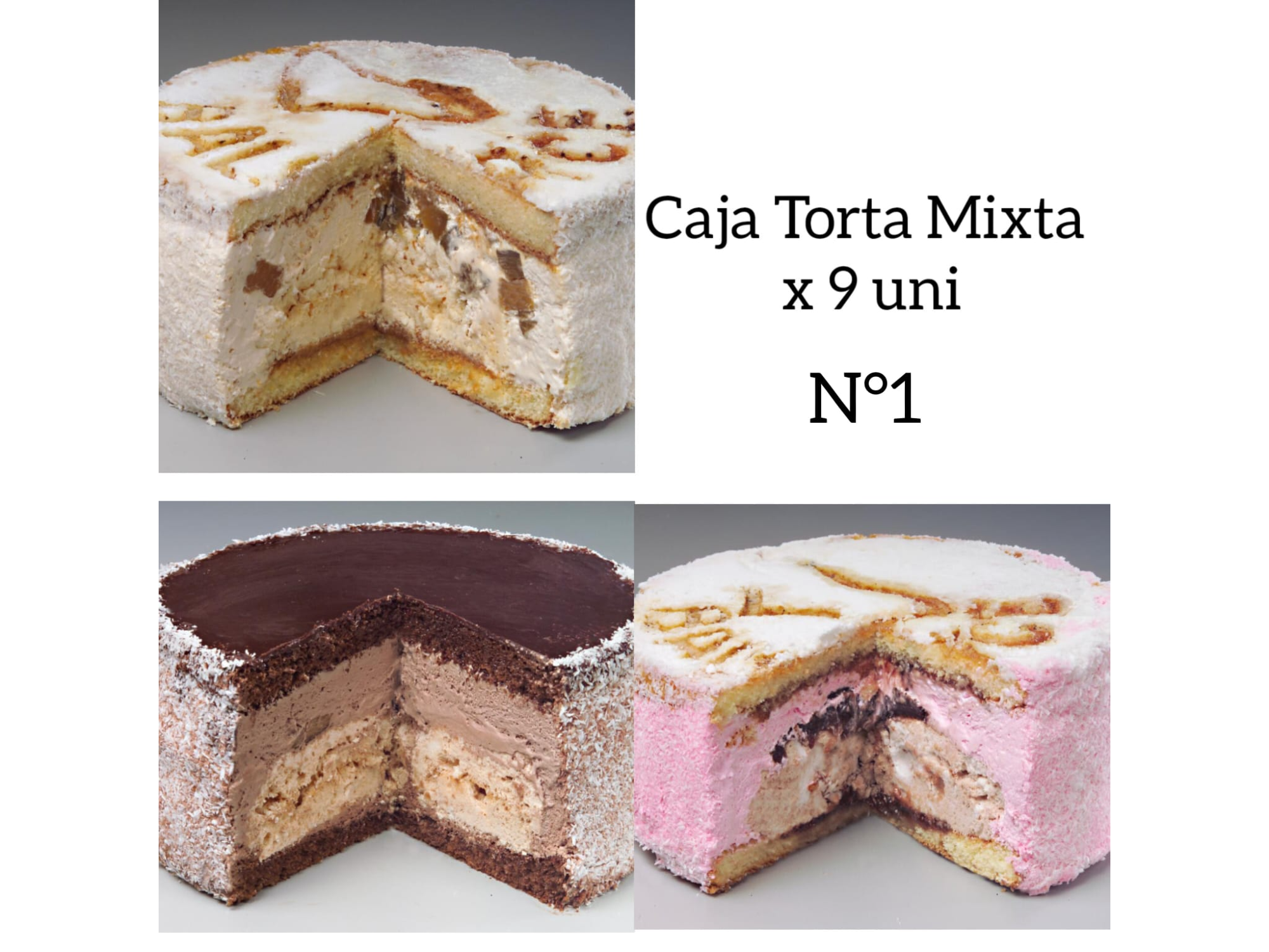 Caja N°1Torta Mixta Cm1 (Vai-Cho-Frut) x 9 un.