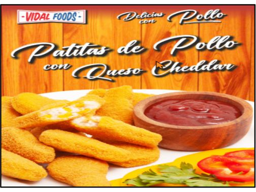 Patitas Formados de Carne de Pollo con Cheddar (Patitas) Pre-Fritos x 5 Kg