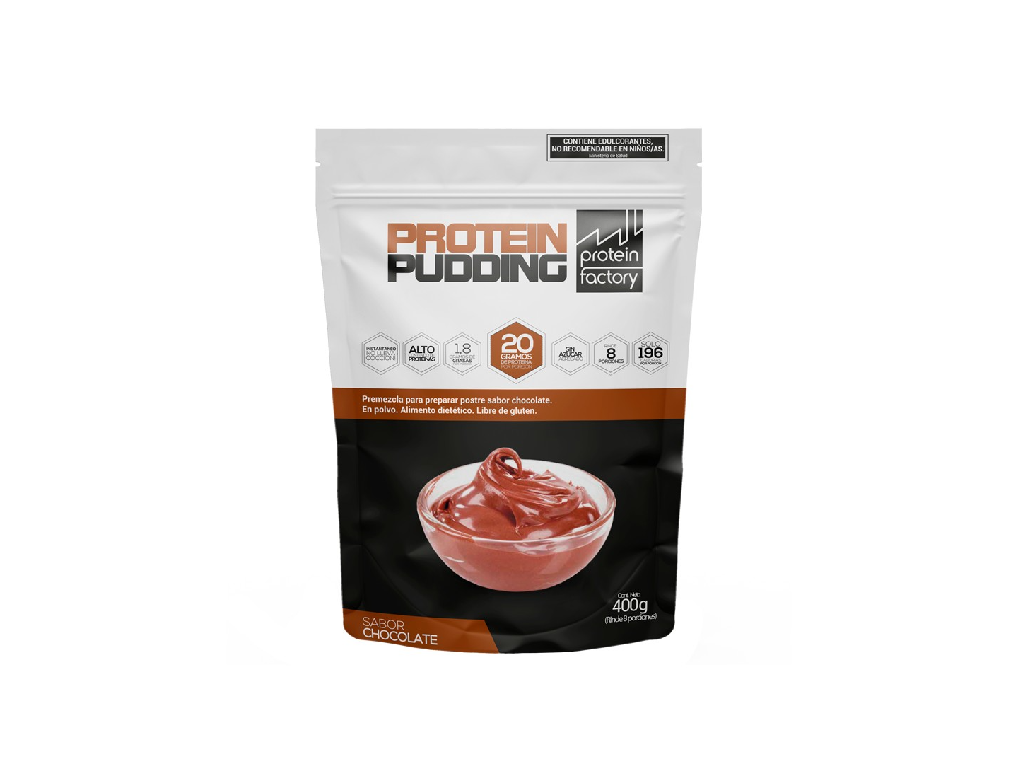 PREMEZCLA DE POSTRE PROTEICO "PROTEIN FACTORY" SABOR CHOCOLATE x 400 g