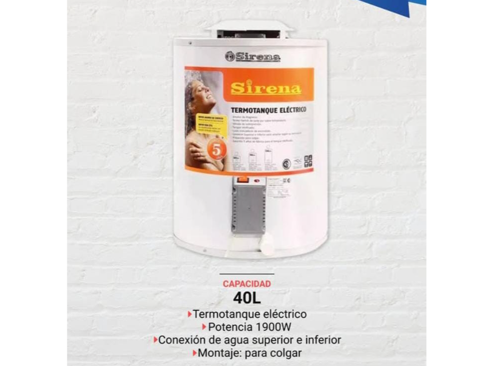 TERMOTANQUE 40 LITROS