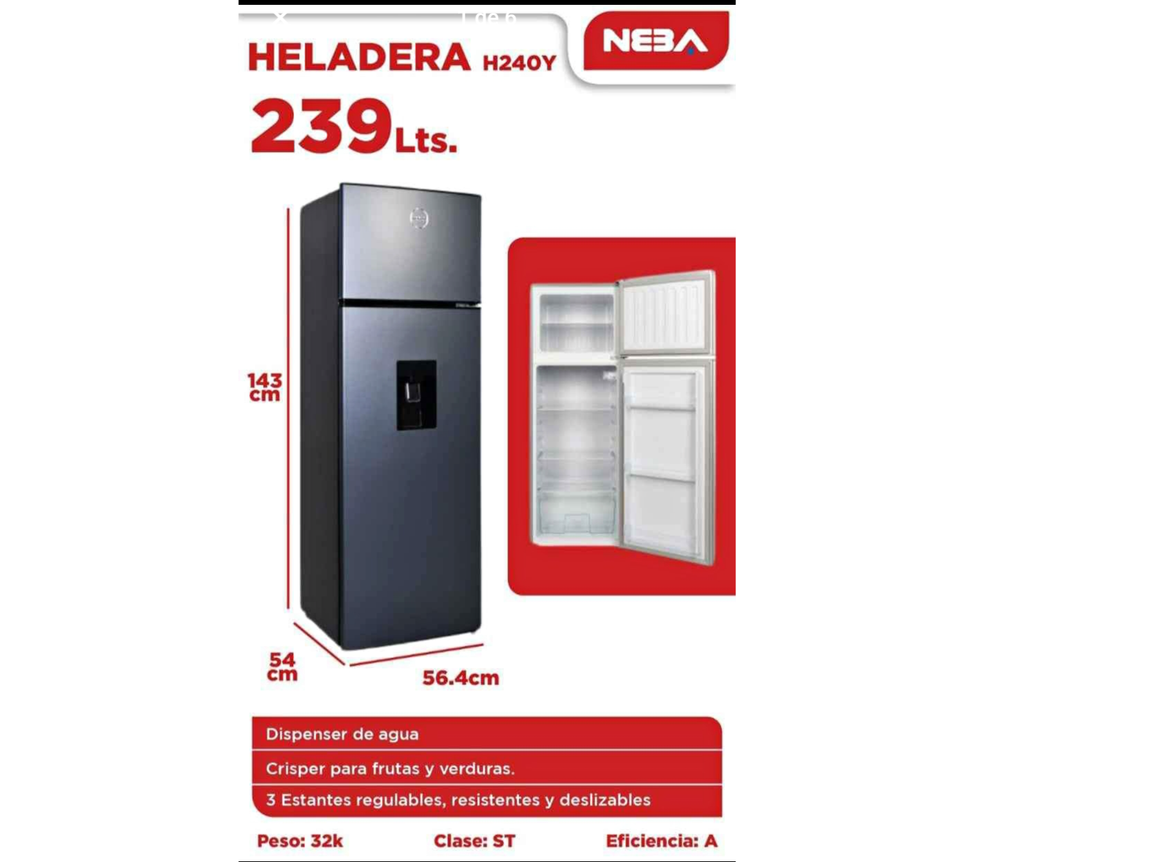 HELADERA NEBA H240Y