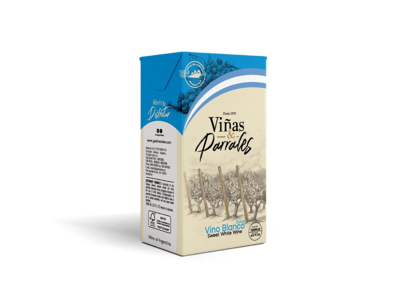 Vino viña Parrales blanco dulce 1lts z 12 und