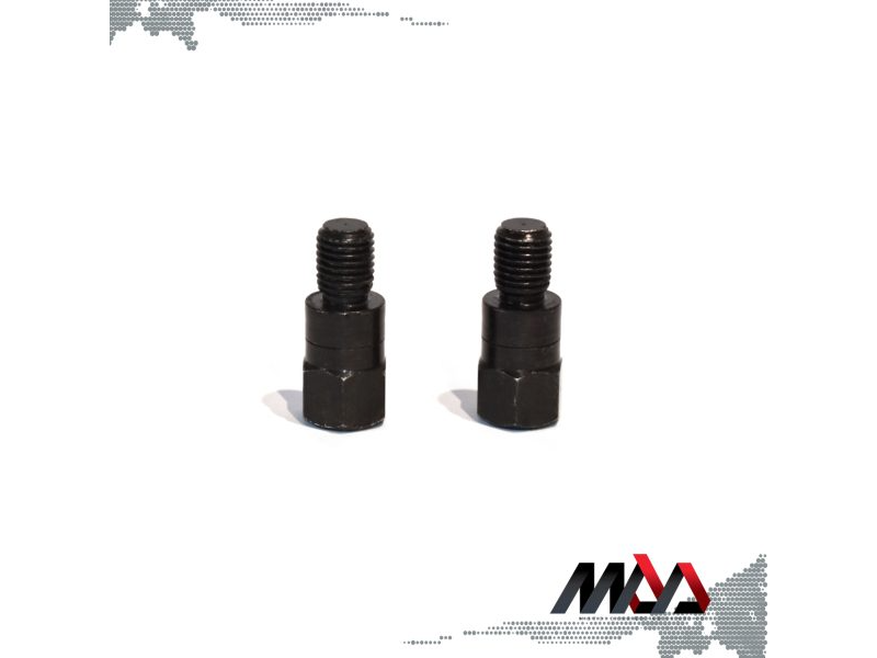 Adaptador rosca espejo - Hembra Rosca derecha 10 mm - Macho rosca izquierda 10 mm - Negra