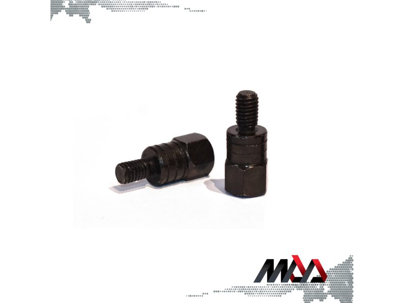 Adaptador rosca espejo - Hembra Rosca derecha 10 mm - Macho rosca derecha 8 mm - Negra