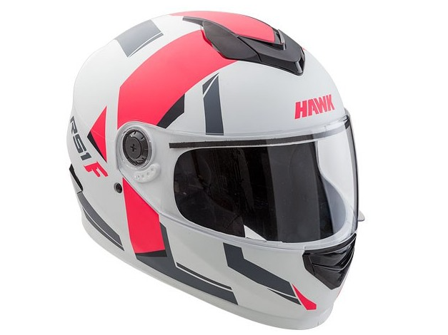 CASCO INTEGRAL HAWK RS1F BLANCO/FUCSIA MATE C/GRAFICO M (58CM) (x1/x4)