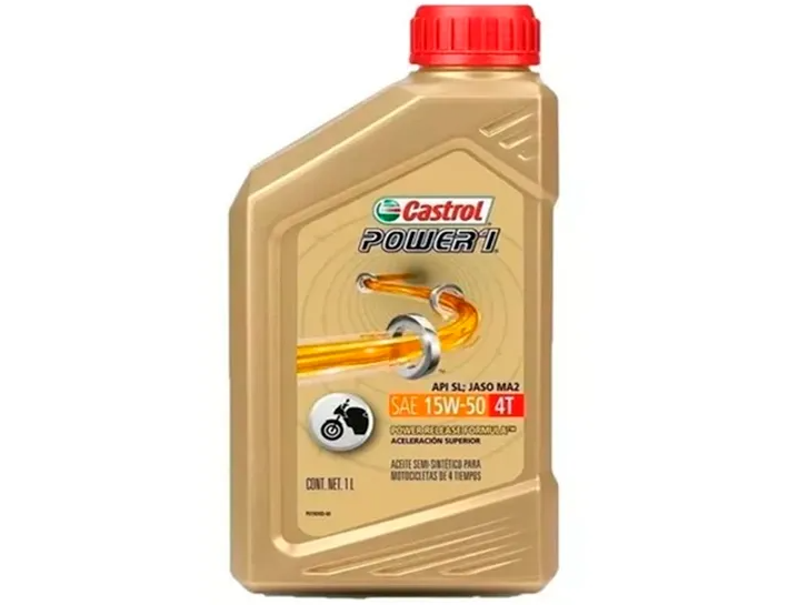 ACEITE CASTROL POWER 1 4T SEMISINTETICO 15W50 (X16) DORADO (566)